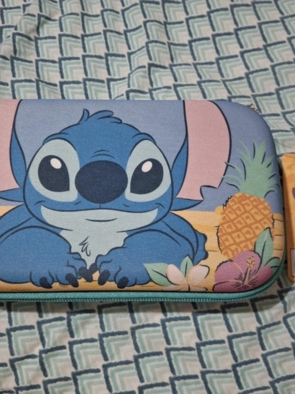 Disney Stitch Zip Pouch in Blue with Pink and Yellow Accents